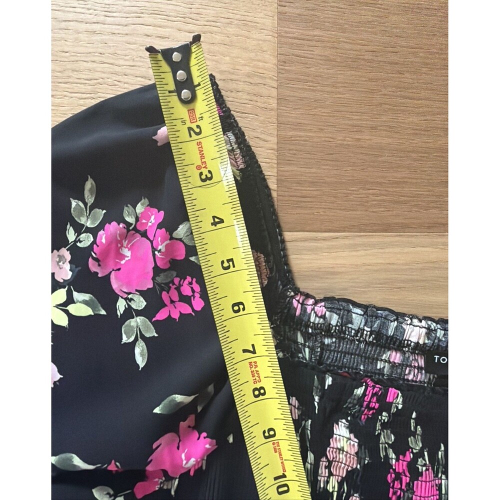 NWT Torrid Black Pink Floral Smock Midi Dress 2 Milkmaid Peasant Puff 3/4 Sleeve - Picture 15 of 16